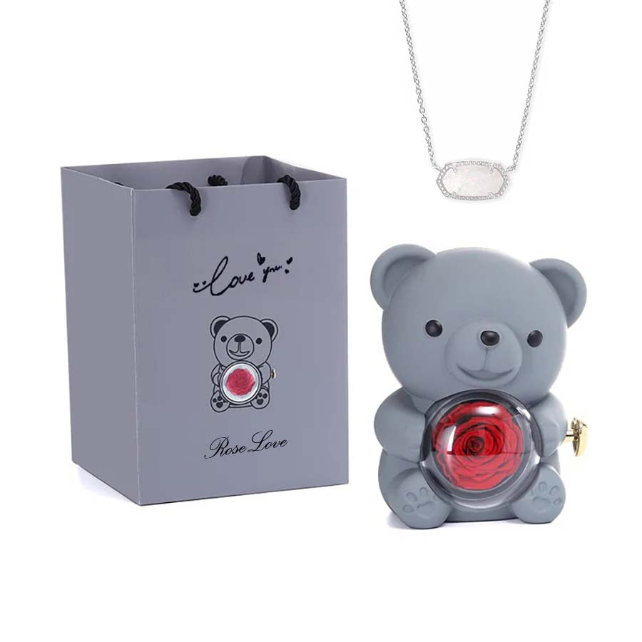 Hug Bear Spin Eternal Flower jewelry box necklace gift