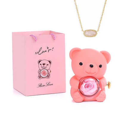 Hug Bear Spin Eternal Flower jewelry box necklace gift