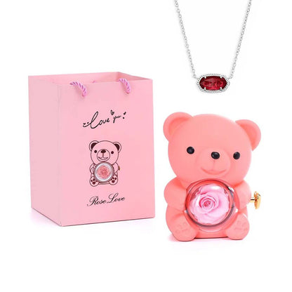 Hug Bear Spin Eternal Flower jewelry box necklace gift