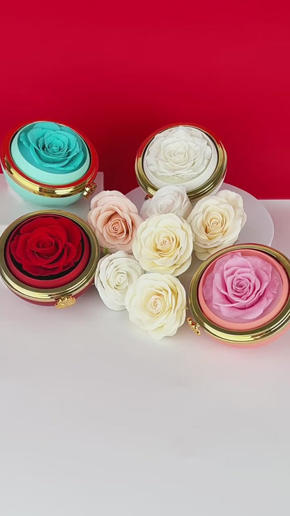 Round Eternal Flower revolving rose jewelry box