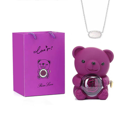 Hug Bear Spin Eternal Flower jewelry box necklace gift