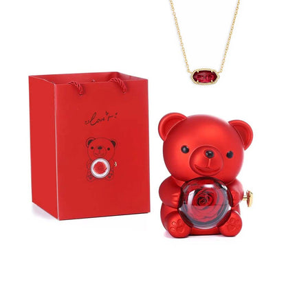 Hug Bear Spin Eternal Flower jewelry box necklace gift