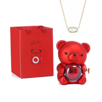 Hug Bear Spin Eternal Flower jewelry box necklace gift