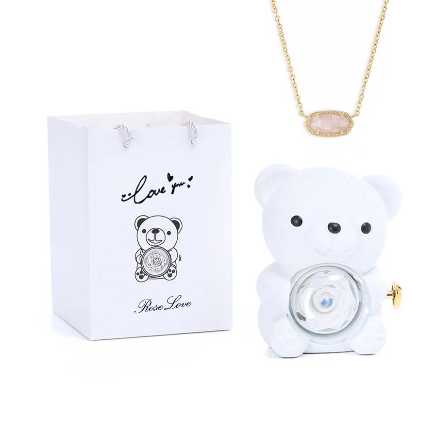 Hug Bear Spin Eternal Flower jewelry box necklace gift