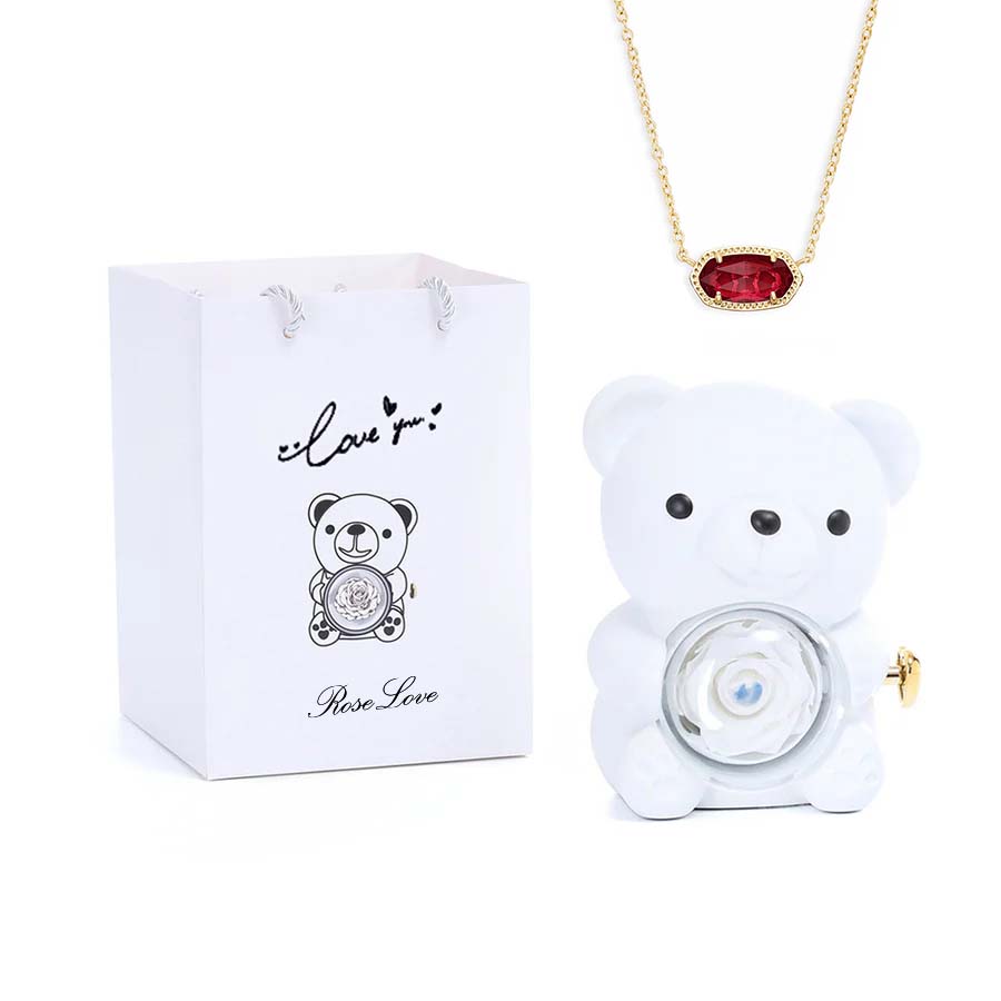 Hug Bear Spin Eternal Flower jewelry box necklace gift