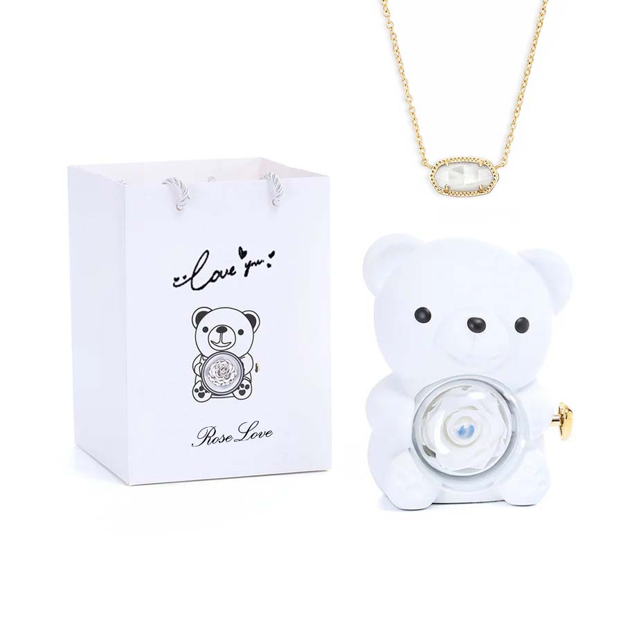 Hug Bear Spin Eternal Flower jewelry box necklace gift